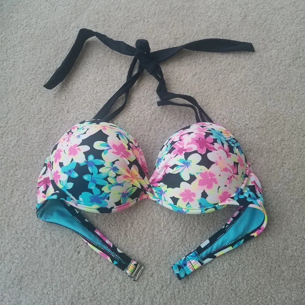 Sexy Black Floral Bikini Bottom California Waves